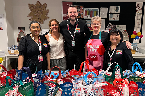 Myer eastland Christmas Hamper donation to Anchor