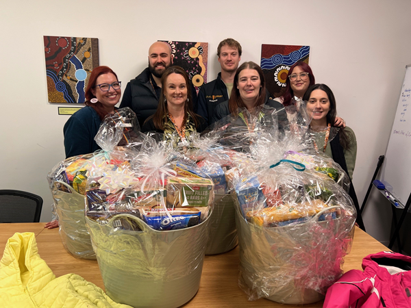 Anchor homelessness team receiving donated hampers
